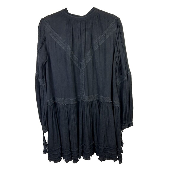 Free People Feelin Moody Mini Dress Black Long Sleeve Flowy Boho Whimsigoth S - Picture 8 of 15